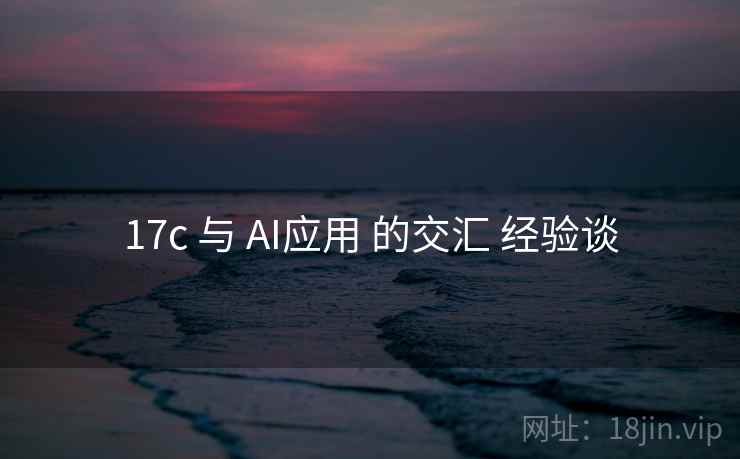 17c 与 AI应用 的交汇 经验谈  第2张